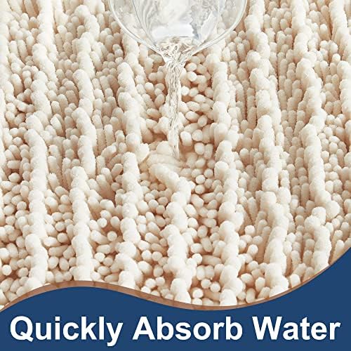 Luxury Chenille Cream Bathroom Rugs Sets 2 Piece, Thickened Hot Melt Rubber - Image 4