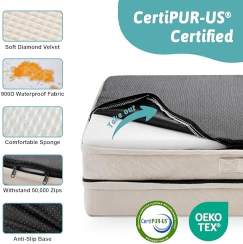 COZY KISS Orthopedic Dog Bed for Extra Large Dogs, L Shaped XXL 48x35 inch - Image 5