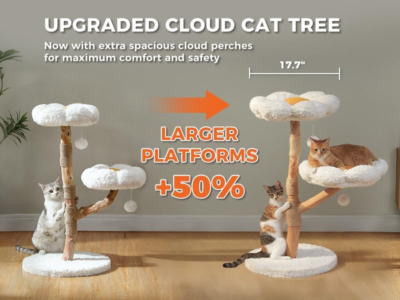 MUTTROS Wood Flower Cat Tree, Modern Cat Tower - Image 3