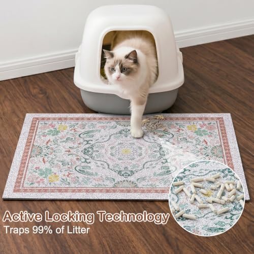 Glittme Cat Litter Mat 33"x22" Non-Slip Washable Trapping Mat - Image 2
