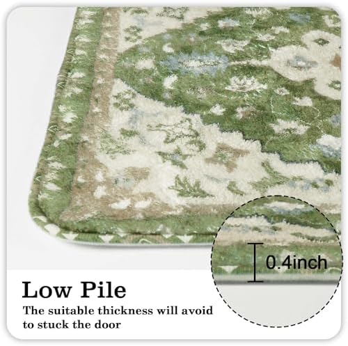 Uphome Vintage Bathroom Runner Rug Sage Green Boho Non-Slip Kitchen Runner - Image 5