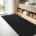 3x6 Bathroom Runner Rug: Super Absorbent Soft Waffle Bath Mat Black by BYYVOORugsforYourHome