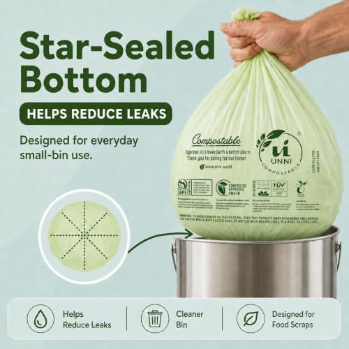UNNI 4 Gallon Compostable Bags, 15 Liter, Extra Thick 0.75 Mil - Image 6