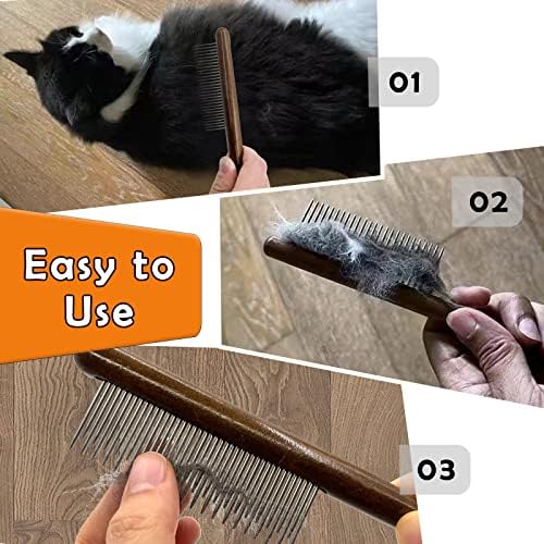 3 Pack Solid Wood Cat Combs, Stainless Steel Teeth - Image 5