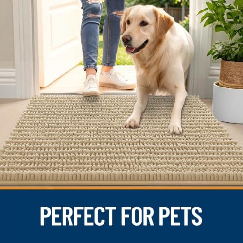 OLANLY Dog Door Mat for Muddy Paws 44x32, Ultra-Absorbent Chenille Mud Mat - Image 6