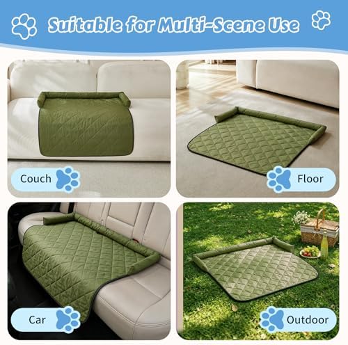 Cooling Dog Bed Mats with Neck & Head Support, 35.43 x31.5 inch Army Green - Image 6