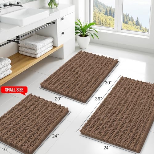 Smiry Bathroom Rugs 24X16, Extra Soft Rubber Backing Chenille Bath Mats - Image 2