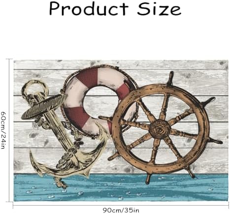 Giwawa Nautical Anchor Bath Rug Coastal Boat Bathtub Mat Extra Absorbent - Image 3