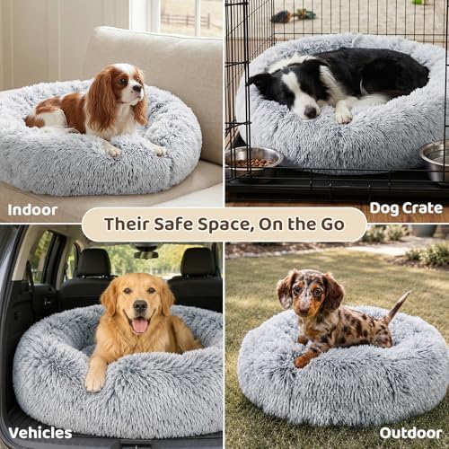 JOLLYVOGUE Small Dog Bed, Calming Soft Anti-Anxiety Donut Cat Bed, Washable - Image 6