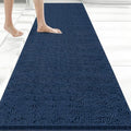 Bcoimo Bath Rug Mat, Chenille Extra Soft Navy Long Bathroom Runner Floor Rug by Bcoimo