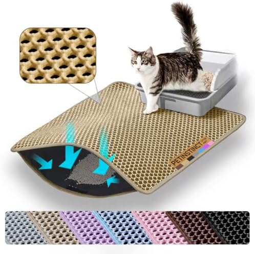 Small Cat Litter Mat, Double Layer Honeycomb Litter Box Mat by Petinstinct