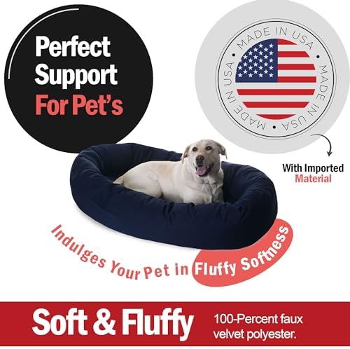 Majestic Pet 52 Inch Bagel Calming Dog Bed Washable – Cozy Soft Round Pet Bed - Image 2