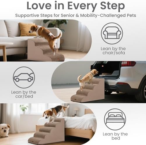 GoGoBunny Ramp Dog Stairs for Couch Sofa and Chair 11.8" H, 2-Step Pet Steps - Image 7