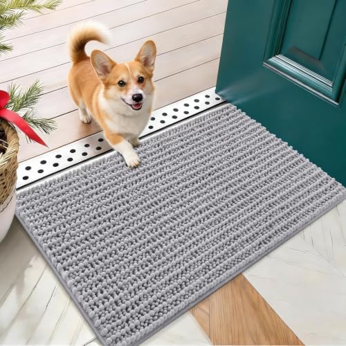 OLANLY Dog Door Mat for Muddy Paws 24x16, Ultra-Absorbent Chenille Mud Mat by OLANLY
