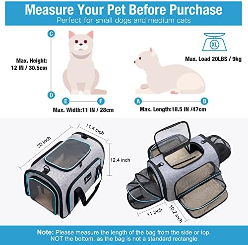 Siivton Pet Carrier Airline Approved, 4 Sides Expandable Cat Carrier Bag - Image 2