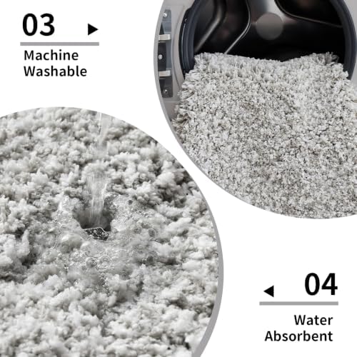 Disolla Grey & White Bathroom Runner Rug 24x59, Soft Plush Large Bath Mat - Image 5