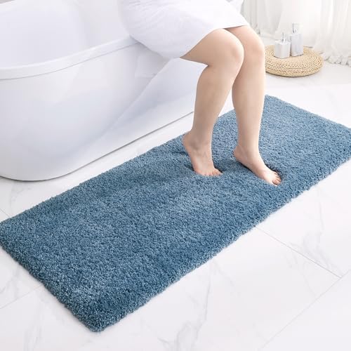 Disolla Blue Bathroom Runner Rug 24x59, Soft Plush Large Bath Mat by Disolla