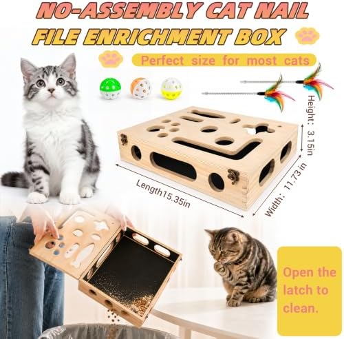 Cat Scratch Puzzle Enrichment Box, Interactive Cat Toy - Image 5