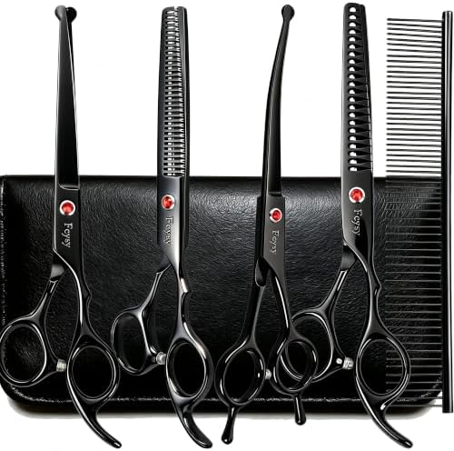 Fcysy 8-Piece Dog Grooming Scissors Set, 7 Inch Rounded Tip Pet Shears Kit by Fcysy