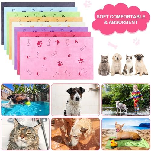 8 Pcs Dog Towel for Drying, 18 x 28 Inch, Dog Paw and Bone, Sweet Color - Image 5