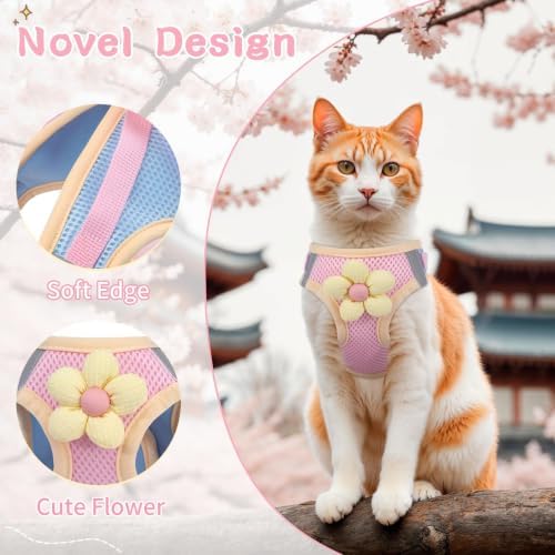 Cat Harness and Leash Set, Escape Proof Soft Vest Walk Pink XS - Image 2