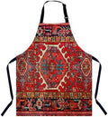 Antique Turkish Carpet Pattern Print Red Apron by Unknown
