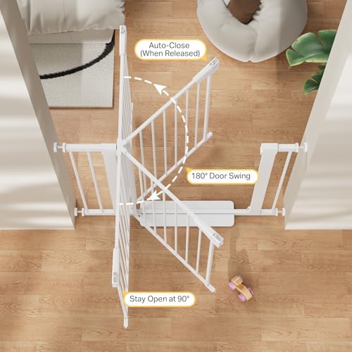 Cumbor 30-40.6 in Baby Gate for Stairs and Doorways, Dog Gate Indoor White - Image 5