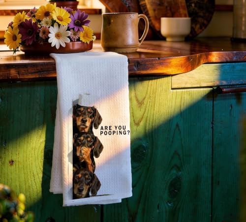 Funny Dachshund Dog Bathroom Hand Towels 16x24 in - Image 3