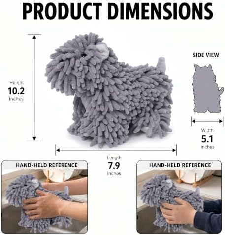 Chenille Dog Hand Towel Fuzzy Ball Dog Towel Animal Hand Towels - Image 3