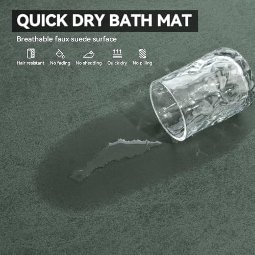 MontVoo -Bath Mat Rug-Rubber Backing Non Slip Quick Dry Absorbent Thin Bathroom - Image 4