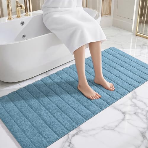 AROGAN Luxury Long Bathroom Runner Rugs 24x60 Inch Bath Rug, Aqua Blue - Image 3