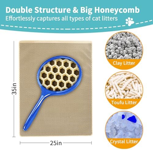 Kitty Litter Mat, Cat Litter Box Mat, Honeycomb Litter Mat - Image 2
