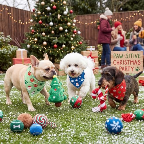 Preboun 100 Pcs Christmas Paw Print Dog Bandanas Bulk, Xmas Party - Image 4