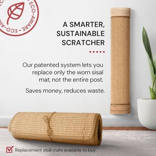 7 Ruby Road Wall Mounted Cat Scratcher, Replaceable Sisal Scratching Post - Image 2
