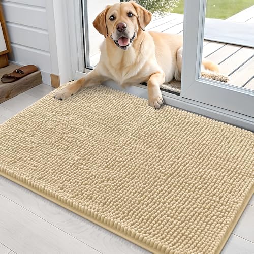 OLANLY Dog Door Mat for Muddy Paws 35x24, Super Absorbent Chenille Mud Mat by OLANLY