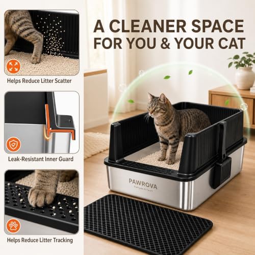 304 Stainless Steel Litter Box, XL Open Top - Image 3
