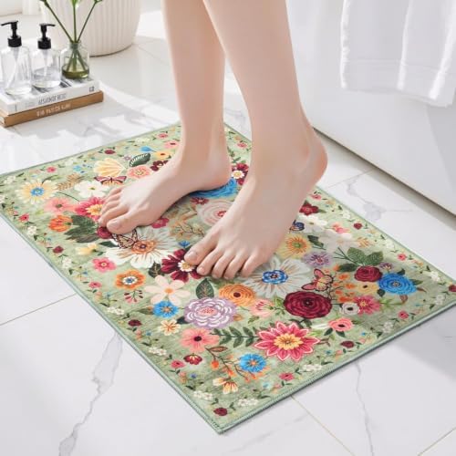 Bath Mat 17x24 Non Slip, Washable Low Pile Area Rug by WelcometoBabovid