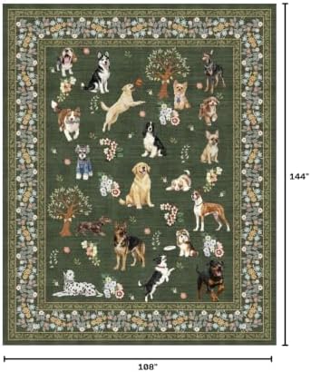 Dark Green Floral Area Rug 9x12 - Image 2