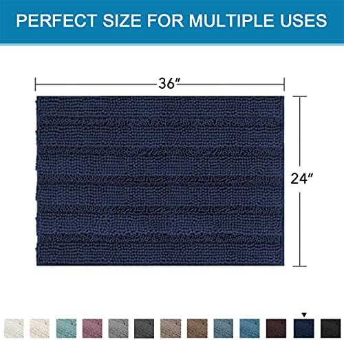 H.VERSAILTEX Bath Mats for Bathroom Non Slip Extra Thick Chenille Striped Bath - Image 5