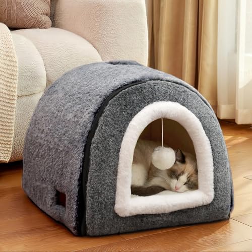 Cat Bed for Indoor Cats，Foldable cat cave，Anti-Slip & Water-Resistant - Image 2