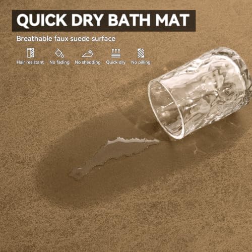MontVoo -Bath Mat Rug-Rubber Backing Non Slip Quick Dry Absorbent Thin Bathroom - Image 3