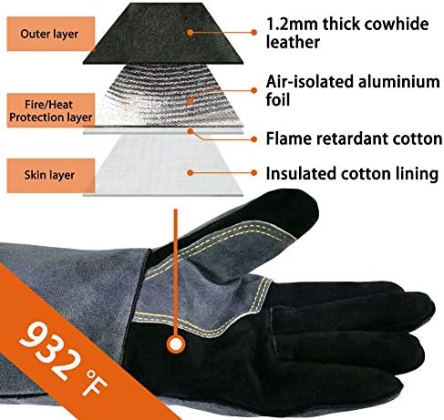 WZQH 16 In, Welding Gloves, Fireplace Glove, Fire & Heat Resistant - Image 2