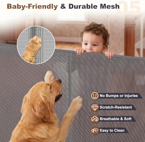 GRENFU Reinforced 120" Wide Retractable Baby Gates Prevent Crawling Through - Image 6