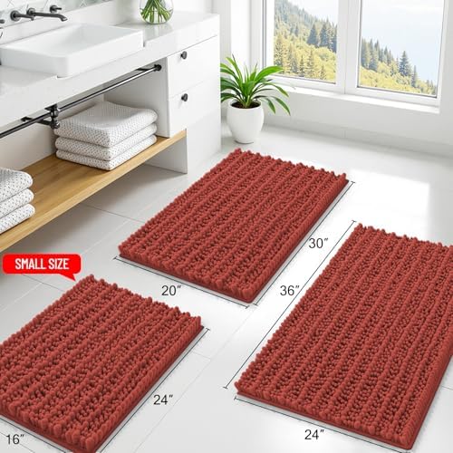 Smiry Bathroom Rugs 30X20, Extra Soft Rubber Backing Chenille Bath Mats - Image 2
