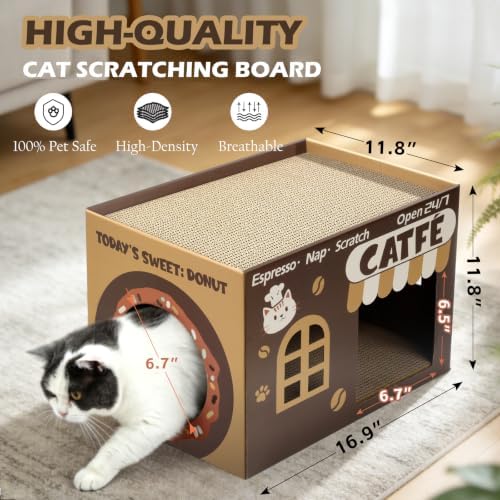 Cardboard Cat Scratcher House, Corrugated Scratching Pad - Image 4