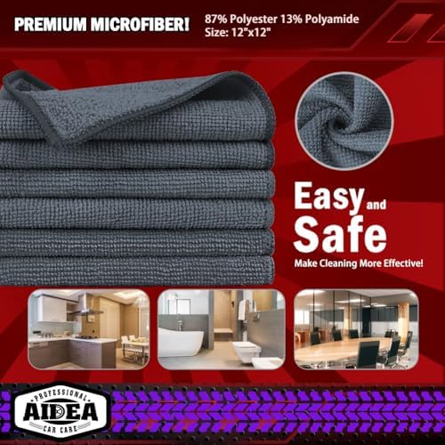 AIDEA Microfiber Cleaning Cloth Grey 150PK, Shop Towels Shop Rags 12×12" - Image 6
