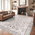 9x12 Washable Area Rugs for Living Room, Bedroom Non-Slip Soft Carpet Beige by NYZEL
