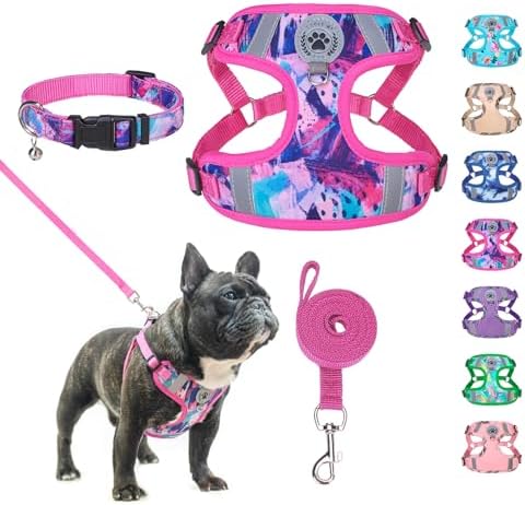 BEAUTYZOO Dog Harness Collar and Leash Set, No-Pull Step in Dog Harness by BEAUTYZOO