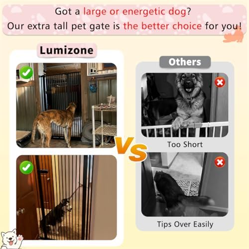 Lumizone Extra Tall Cat Gate 55.12" High 29.92"-42.51" Wide Pet Gate Black - Image 5