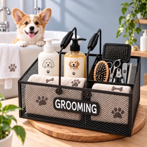 Pethiy Pet Grooming Organizer, 6-Compartment Dog Grooming Caddy - Image 3